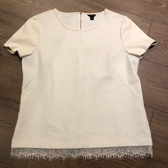 Ann Taylor , Vegan leather,White Top , Sz L - Picture 6 of 11
